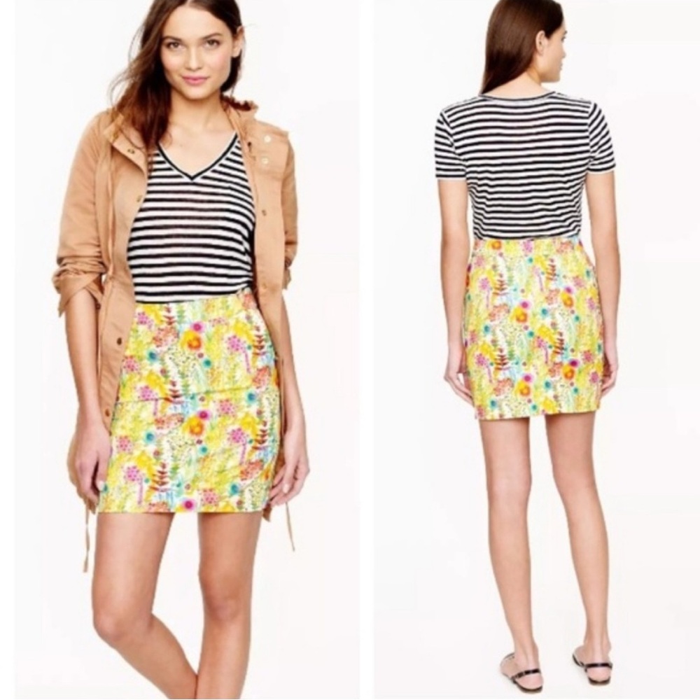 J. Crew Collection Liberty Yellow Mini Pencil Skirt Casual